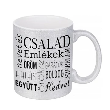 Család ezüst bögre