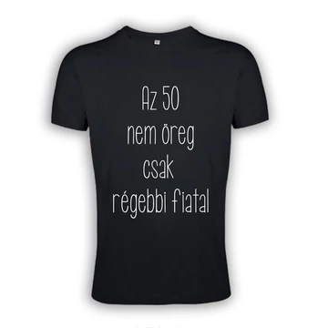50 és fiatal fekete póló